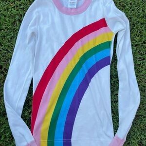 Hanna Andersson Kids Pajama Top 150 CM Size 12 White Rainbow